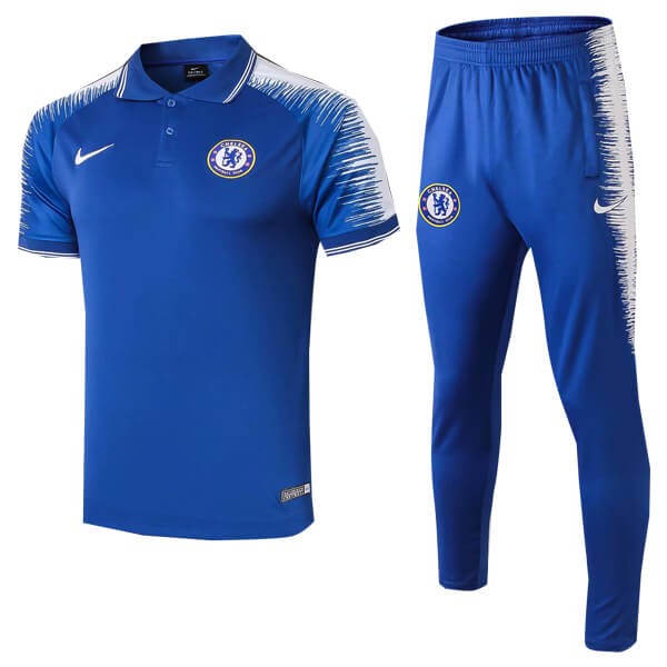 Polo Conjunto Completo Chelsea 2018-19 Azul